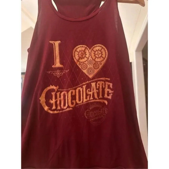 I Love Chocolate‎ Razorback Tank Top Size Medium Burgundy - Picture 2 of 3